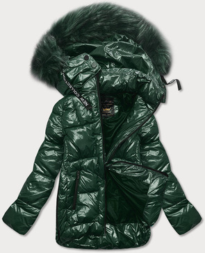 GLOSSY QUILTED DARK GREEN JACKET (7697)