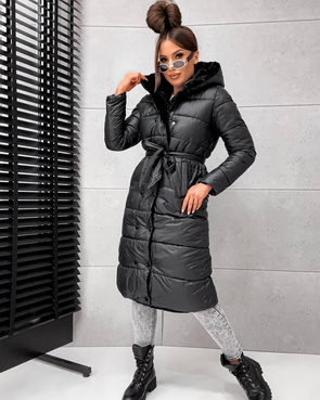 2w1 czarna zimowa kurtka - futro