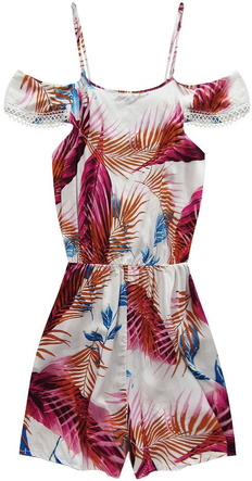 SHORT FLORAL PATTERNED JUMPSUIT BEIGE-PINK (71671#)