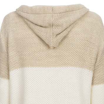 LONGPULLOVER MIT KAPUZE UND TASCHEN BEIGE-WEIß (121ART)