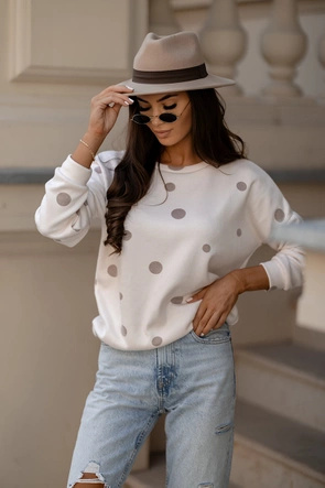 Beżowa damska bluza w kropki