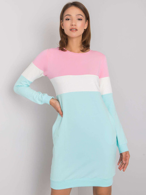 Cienka bawełniana bluza ze ściągaczami róż/ecru/mięta