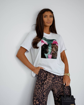 Dwuczęściowy zestaw t-shirt i spodnie w zwierzęcy wzór