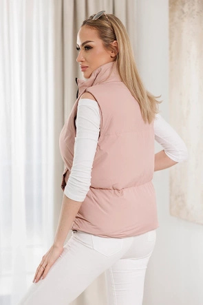 Różowa krótka kamizelka ze stójką