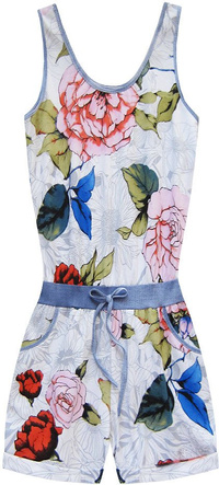 SHORT FLORAL PATTERNED JUMPSUIT WHITE (9017/3)