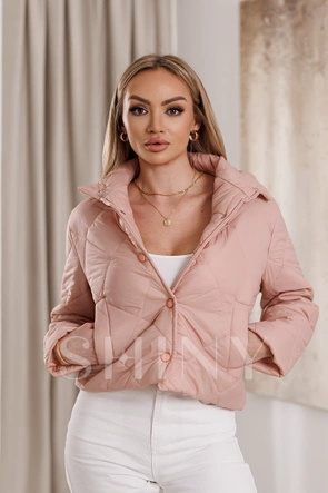 Krótka kurtka pikowana pudroworóżowa
