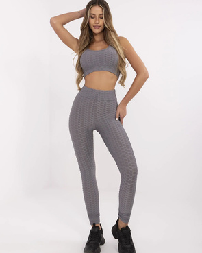 Ciemno szary komplet fitness top i legginsy