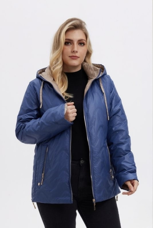 Ciemnoniebieska kurtka plus size z kapturem