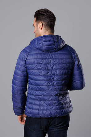 Pikowana kurtka męska z kapturem jasny granat