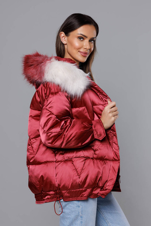 Luźna kurtka z kapturem bordowa