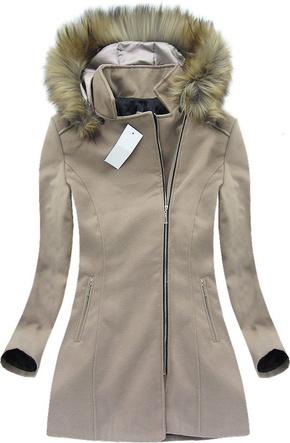 ELEGANT HOODED COAT LIGHT BEIGE (7171)
