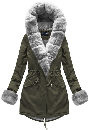 BAUMWOLLE PARKA MIT FELL KHAKI (XW793X)