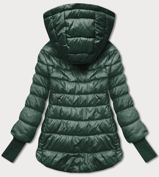 Krótka kurtka zielona z asymetrycznym dołem