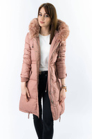 LANGE WINTER JACKE MIT KAPUZE ANTIK ROSA (7752)