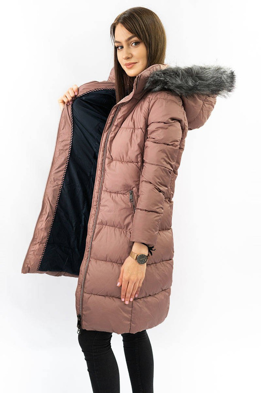 LONG QUILTED JACKET VINTAGE PINK (7701)