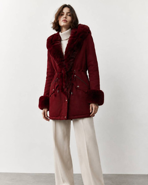 BAUMWOLLE PARKA MIT FELL WEINROT (XW801-3X)