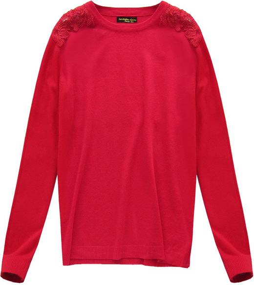 SPITZEN PULLOVER ROT (P102)