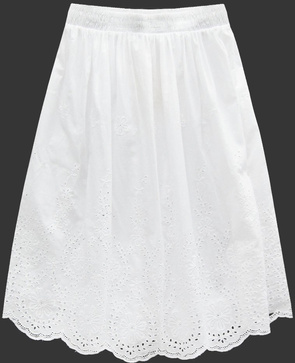BAWEŁNIANA SPÓDNICA Z HAFTOWANYMI WZORAMI BIAŁA (6181)
