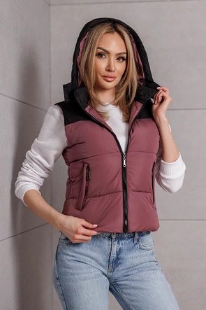 Krótki sportowy bezrękawnik fioletowo-czarny