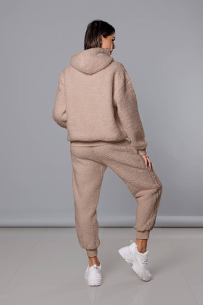 Ciepły damski komplet dresowy w kolorze beżowym