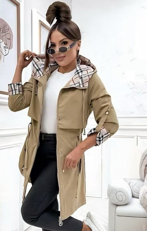 Wiosenna kurtka piaskowa do połowy uda