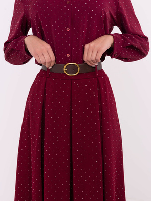 Długa bordowa spódnica z aplikacją