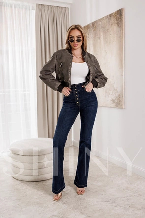 Damska bomberka szara z ekoskóry