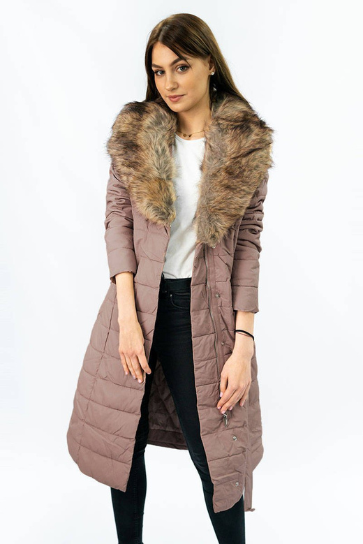 COAT WITH FUR COLLAR VINTAGE PINK (5528)