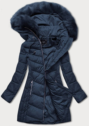 LONG QUILTED JACKET NAVY BLUE (7689)