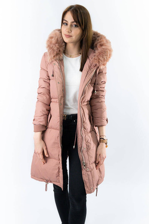 LANGE WINTER JACKE MIT KAPUZE ANTIK ROSA (7752)