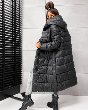 2w1 czarna zimowa kurtka - futro