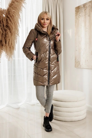 Brązowa metaliczna kurtka zimowa