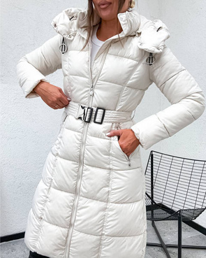 Taliowana zimowa kurtka z kapturem ecru