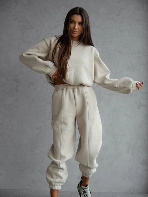 Beżowy bawełniany dres damski