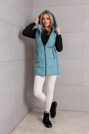 Kamizelka turkusowa z kapturem