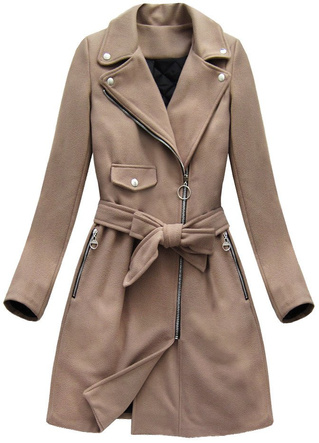 LONG TRANSITION COAT WITH BELT BEIGE (8208)