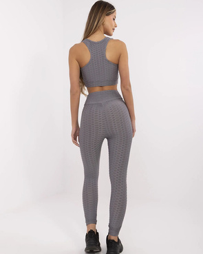 Ciemno szary komplet fitness top i legginsy