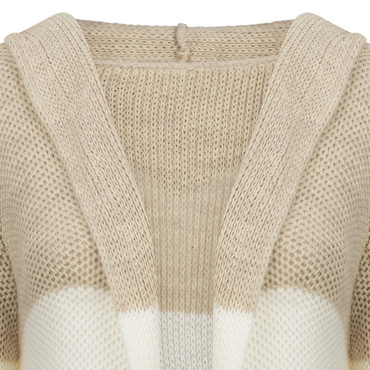 LONGPULLOVER MIT KAPUZE UND TASCHEN BEIGE-WEIß (121ART)