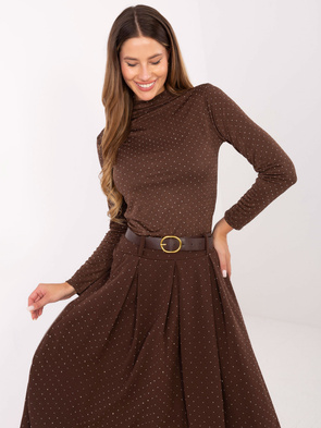 Długa brązowa spódnica z aplikacją