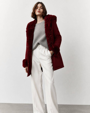 BAUMWOLLE PARKA MIT FELL WEINROT (XW801-3X)