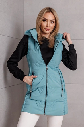 Kamizelka turkusowa z kapturem