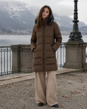 LONG QUILTED JACKET BROWN (7701)