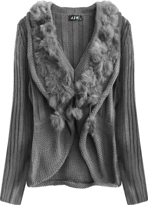 SWETER O GRUBYM SPLOCIE GRAFITOWY (1618)