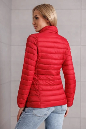 Pikowana kurtka ze stójką czerwona