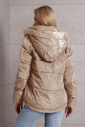 Przejściowa kurtka beżowa z ozdobną kratką