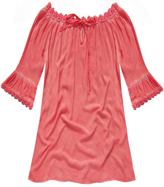 GUIPURE LACE DETAIL TOP CORAL (ART2)
