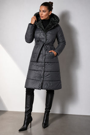LANGE JACKE MIT HAUBE SCHWARZ (PM7231)