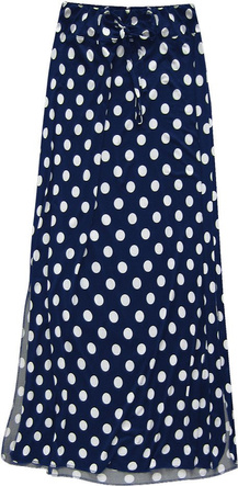 SPÓDNICA MAXI W GROCHY GRANATOWA (100ART)