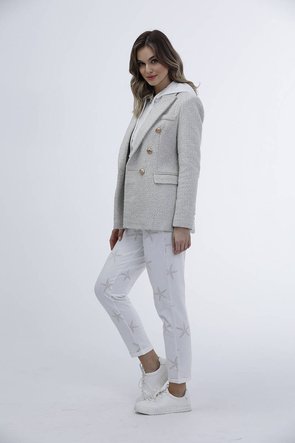 Taliowana ecru marynarka damska