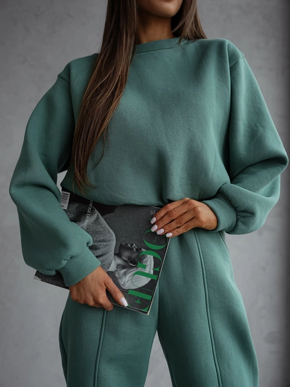 Zielony bawełniany dres damski